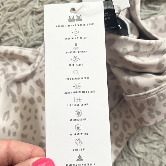 Anthropologie Allfenix Sports Bra Cheetah Dark Stone Sand M Medium New - Picture 6 of 6